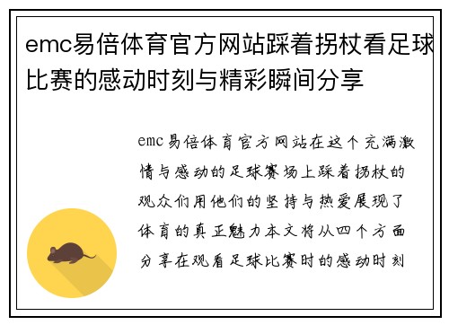 emc易倍体育官方网站踩着拐杖看足球比赛的感动时刻与精彩瞬间分享