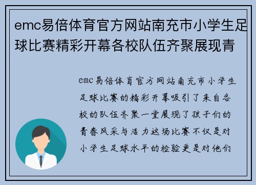 emc易倍体育官方网站南充市小学生足球比赛精彩开幕各校队伍齐聚展现青春风采