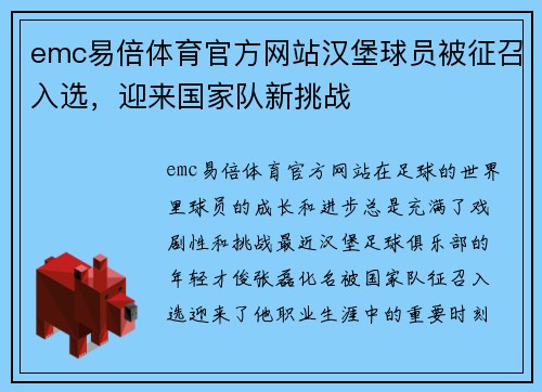 emc易倍体育官方网站汉堡球员被征召入选，迎来国家队新挑战